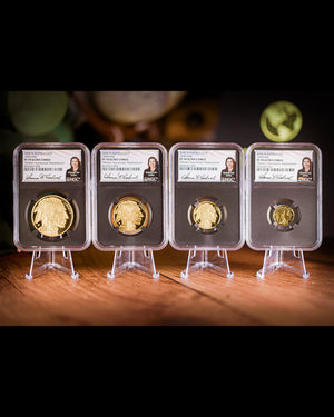 2008 W 4PC Proof Gold Buffalo Set | NGC "Modern Numismatic Masterpieces" PF70 | Anna Cabral Autographed