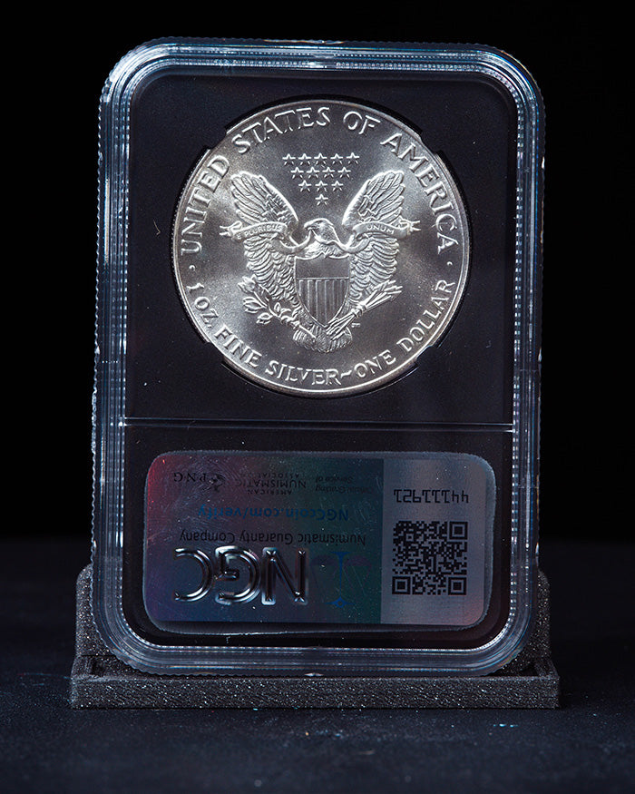 1986 "S" $1 Silver Eagle | Struck in San Francisco MS70 PCGS | Anna Cabral Autographed (Copy)