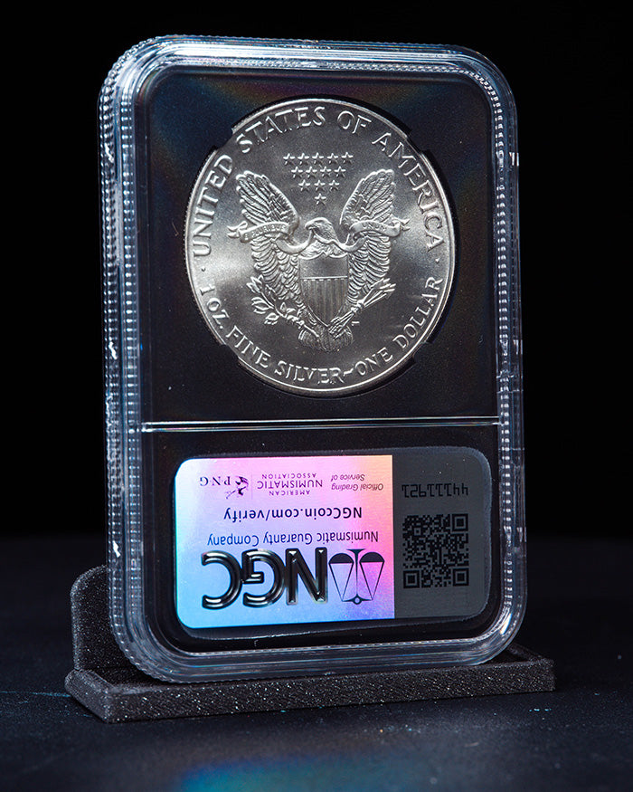1986 "S" $1 Silver Eagle | Struck in San Francisco MS70 PCGS | Anna Cabral Autographed (Copy)