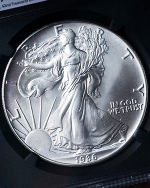 1986 "S" $1 Silver Eagle | Struck in San Francisco MS70 PCGS | Anna Cabral Autographed