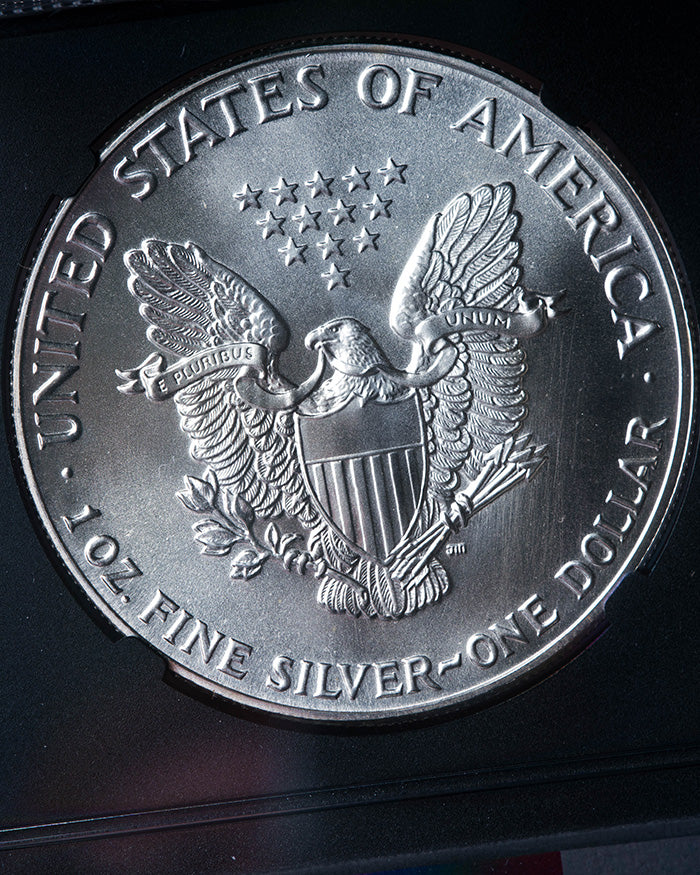 1986 "S" $1 Silver Eagle | Struck in San Francisco MS70 PCGS | Anna Cabral Autographed (Copy)