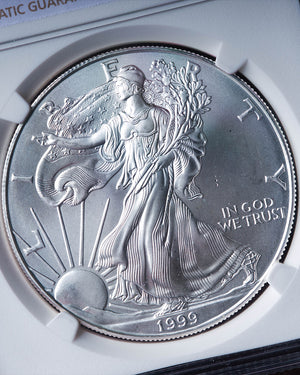 1999 Silver Eagle | Mint Error MS69 Reverse Struck Thru