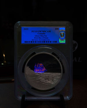 2022 $50 5oz Canada Ghost Ship | First Day of Issue PCGS PR70DCAM | Susanna Blunt Autographed