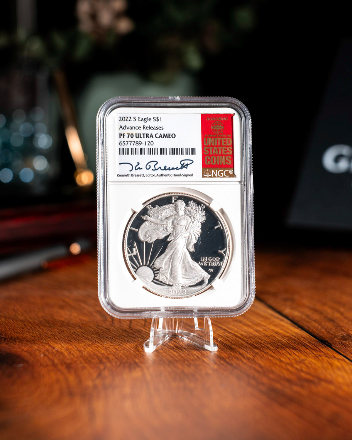 2022 "S" Silver Eagle | Advanced Releases PR70 NGC | Kenneth Bressett Autographed