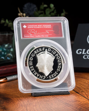 2023 5 oz Great Britain Charles III Coronation | First Day of Issue PCGS PR70 Deep Cameo | Susanna Blunt Autographed