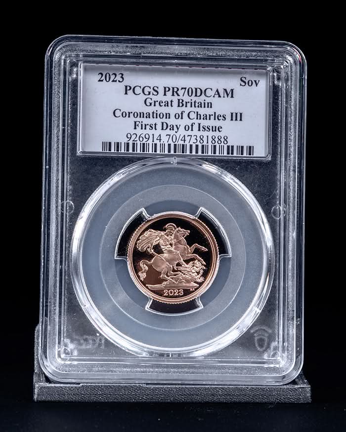 2023 4pc Coronation of Charles III Au Set | First Day of Issue PCGS PR70 Deep Cameo | Susanna Blunt Autographed