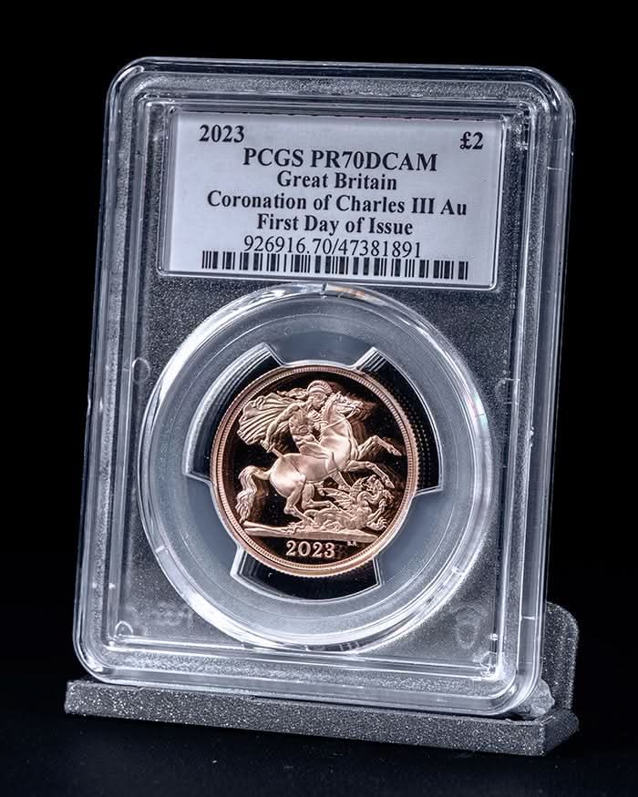 2023 4pc Coronation of Charles III Au Set | First Day of Issue PCGS PR70 Deep Cameo | Susanna Blunt Autographed
