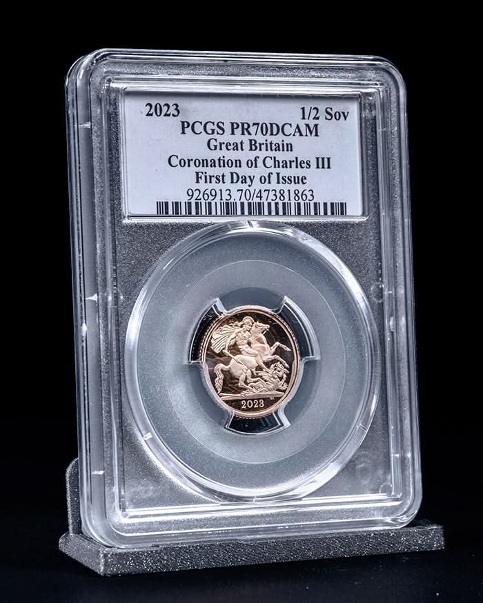 2023 4pc Coronation of Charles III Au Set | First Day of Issue PCGS PR70 Deep Cameo | Susanna Blunt Autographed