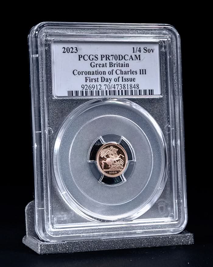 2023 4pc Coronation of Charles III Au Set | First Day of Issue PCGS PR70 Deep Cameo | Susanna Blunt Autographed