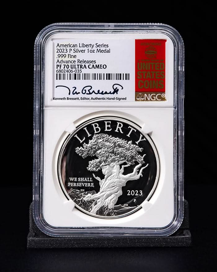 2023 P American Liberty Series 1oz Medal | Advance Releases PF70 Ultra Cameo | Kenneth Bressett Autographed