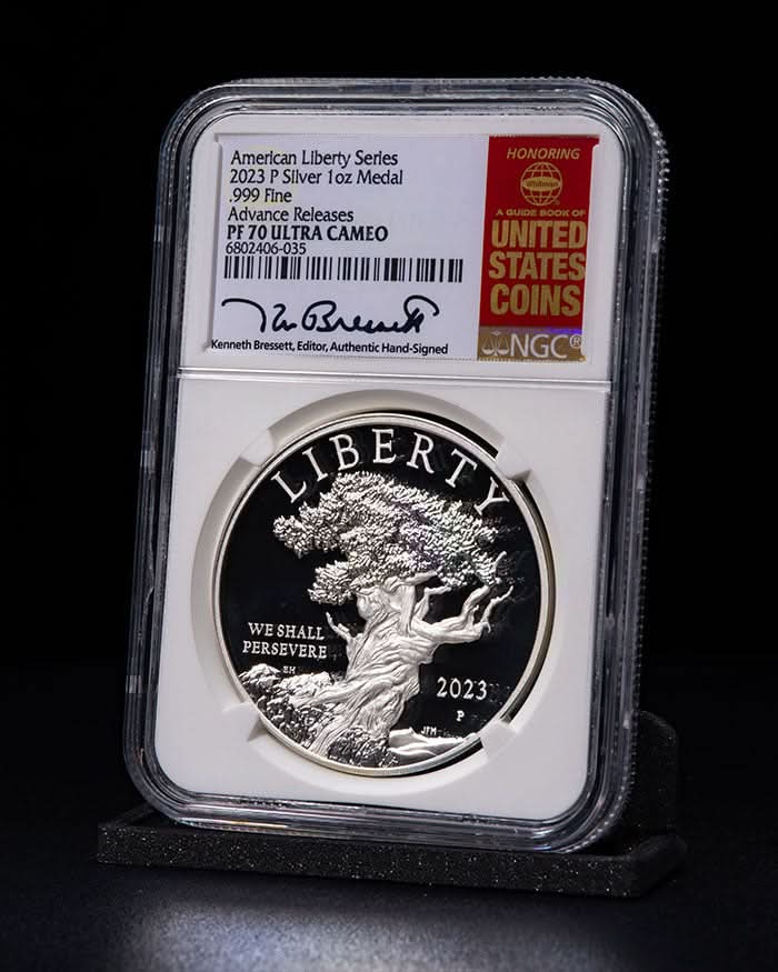 2023 P American Liberty Series 1oz Medal | Advance Releases PF70 Ultra Cameo | Kenneth Bressett Autographed