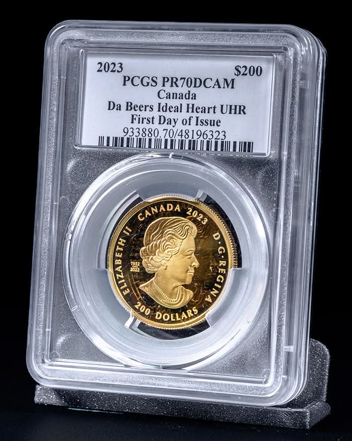 2023 $200 Canada De Beers Ideal Heart Ultra High Relief | First Day of Issue PCGS PR70 Deep Cameo | Susanna Blunt Autographed