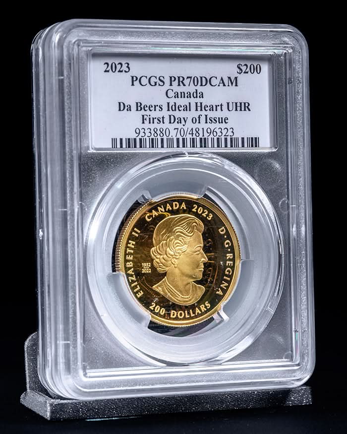 2023 $200 Canada De Beers Ideal Heart Ultra High Relief | First Day of Issue PCGS PR70 Deep Cameo | Susanna Blunt Autographed