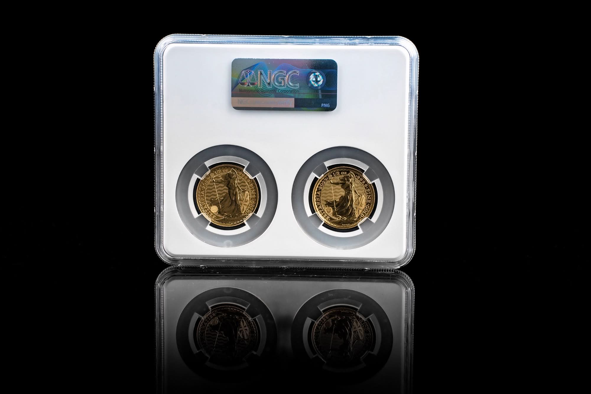 2023 2pc Gold Final QEII / First King Charles III | First Release MS70 NGC | Kenneth Bressett Autographed