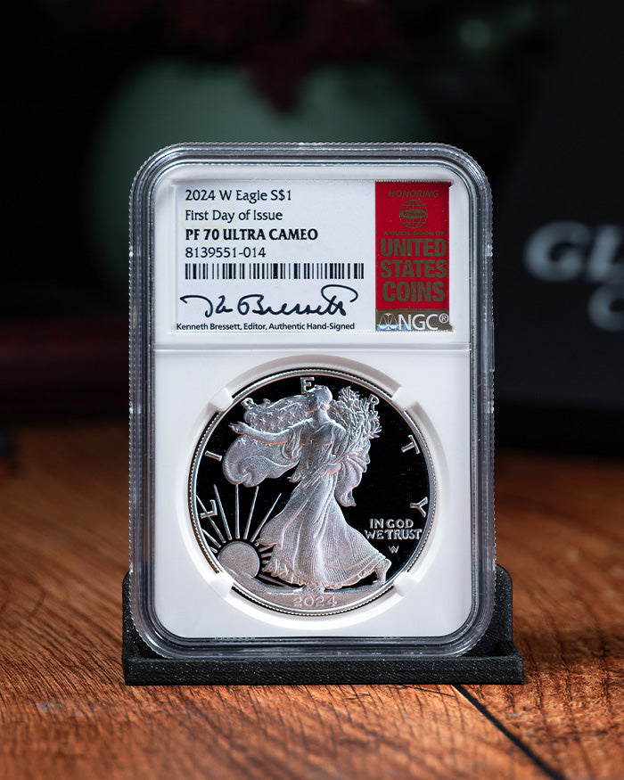 2024 W 1 Silver Eagle First Day of Issue NGC PR70 Ultra Cameo Ken