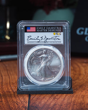 2024 P 1 oz Silver Eagle | Star Privy Mint Designer Series MS70 | Emily Damstra Autographed