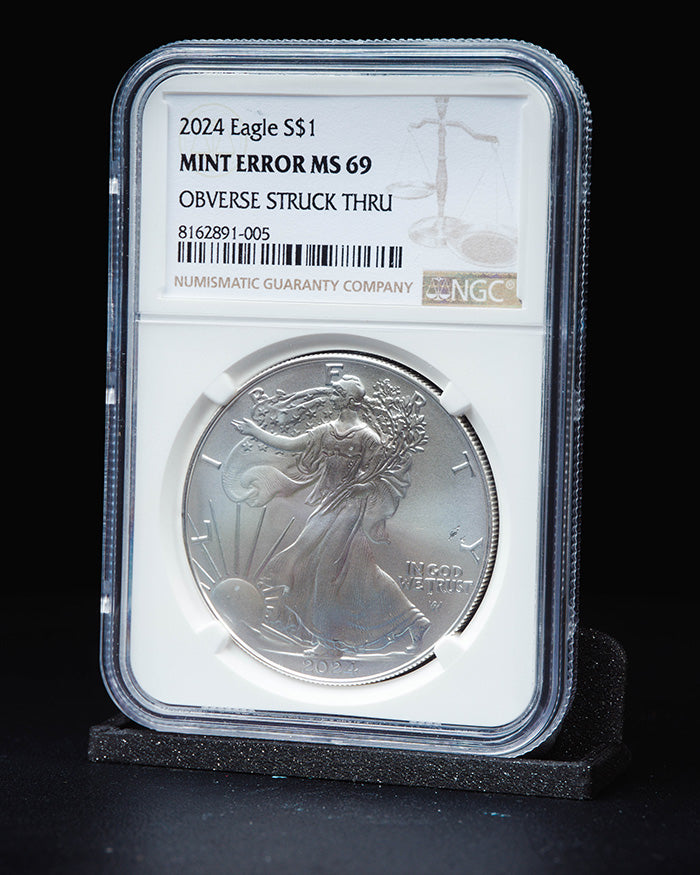2024 Silver Eagle | Mint Error MS69 Obverse Struck Thru
