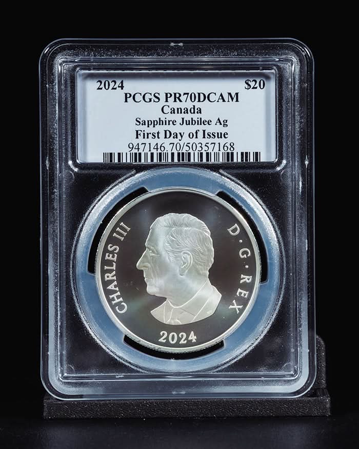 2024 $20 Canada Silver Sapphire Jubilee | First Day of Issue PCGS PR70 Deep Cameo | Steven Rosati Autographed