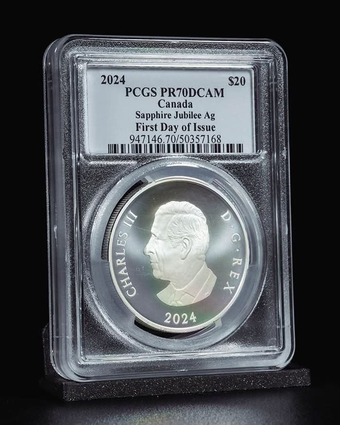 2024 $20 Canada Silver Sapphire Jubilee | First Day of Issue PCGS PR70 Deep Cameo | Steven Rosati Autographed