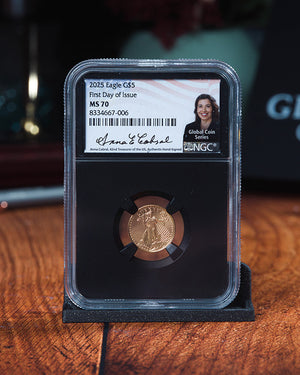 2025 1/10 oz Gold Eagle | First Day of Issue NGC MS70 | Anna Cabral Autographed