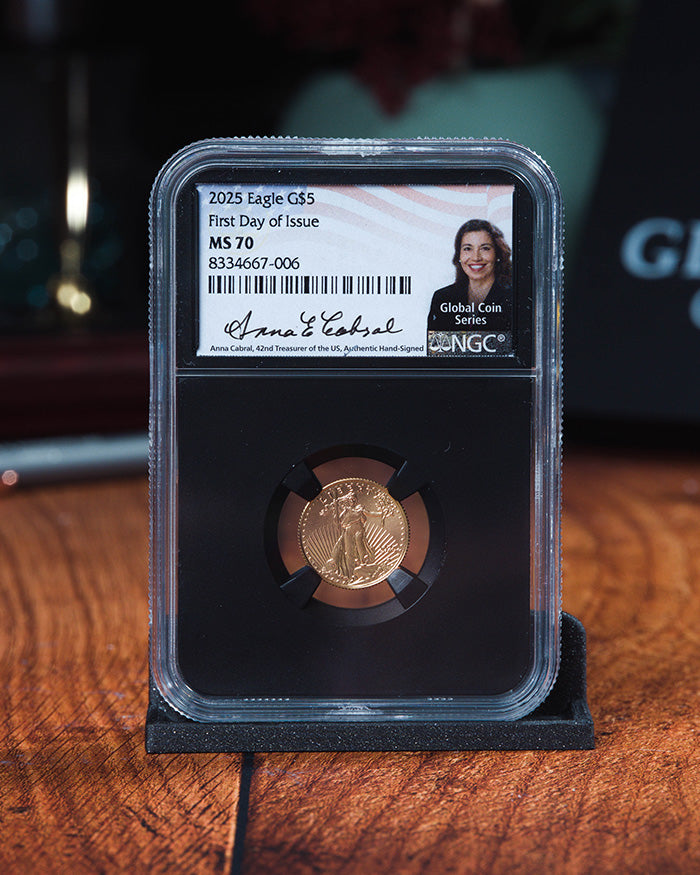 2025 1/10 oz Gold Eagle | First Day of Issue NGC MS70 | Anna Cabral Autographed