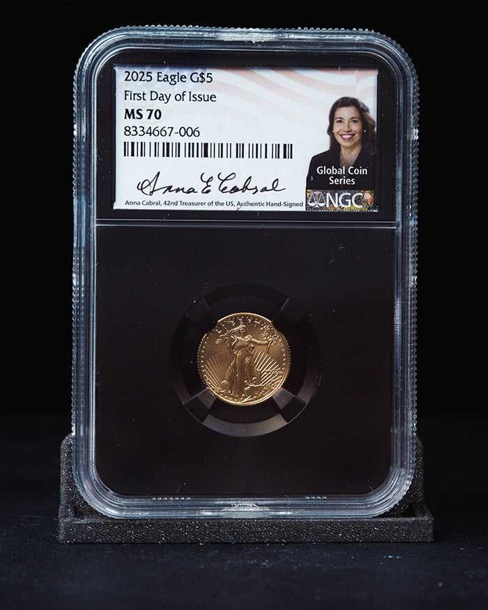 2025 1/10 oz Gold Eagle | First Day of Issue NGC MS70 | Anna Cabral Autographed
