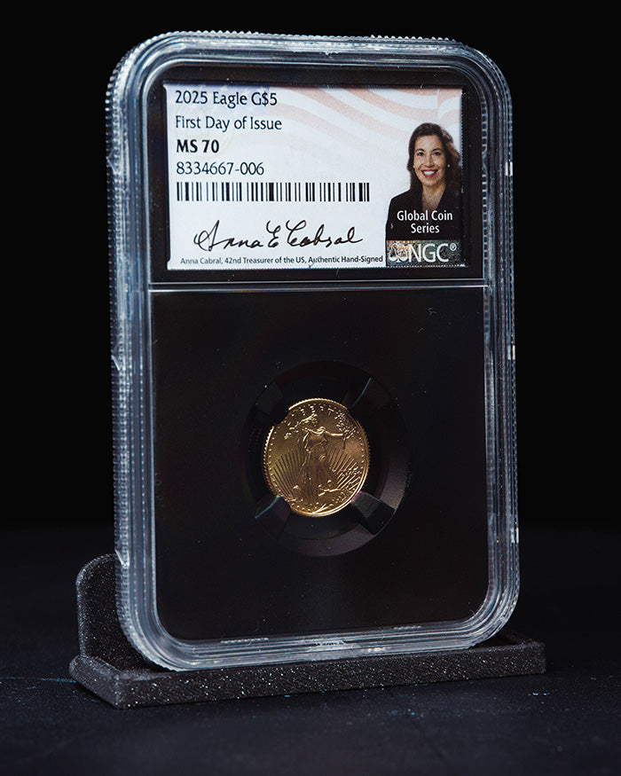2025 1/10 oz Gold Eagle | First Day of Issue NGC MS70 | Anna Cabral Autographed