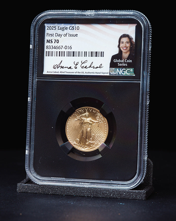 2025 1/4 oz Gold Eagle | First Day of Issue NGC MS70 | Anna Cabral Autographed