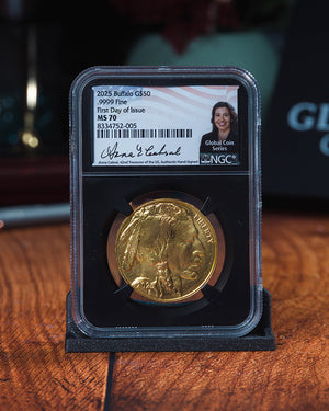 2025 1 oz Gold Buffalo | First Day of Issue NGC MS70 | Anna Cabral Autographed