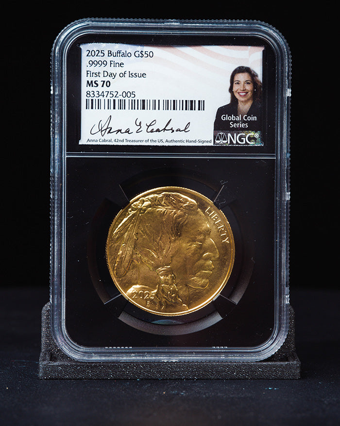 2025 1 oz Gold Buffalo | First Day of Issue NGC MS70 | Anna Cabral Autographed