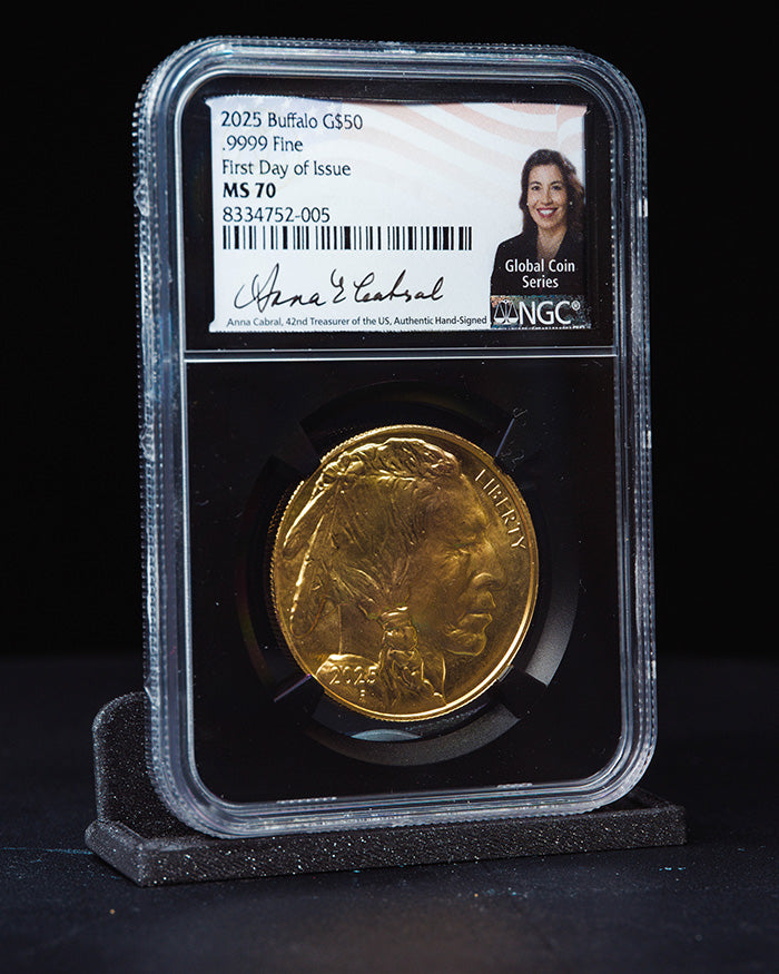 2025 1 oz Gold Buffalo | First Day of Issue NGC MS70 | Anna Cabral Autographed