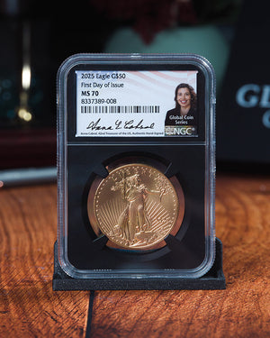 2025 1 oz Gold Eagle | First Day of Issue NGC MS70 | Anna Cabral Autographed