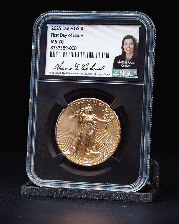 2025 1 oz Gold Eagle | First Day of Issue NGC MS70 | Anna Cabral Autographed