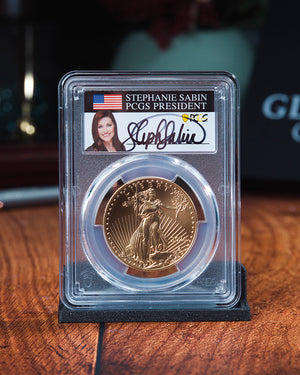 2025 1 oz Gold Eagle | First Day of Issue PCGS MS70 | Stephanie Sabin Autographed