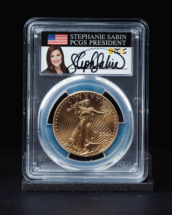 2025 1 oz Gold Eagle | First Day of Issue PCGS MS70 | Stephanie Sabin Autographed