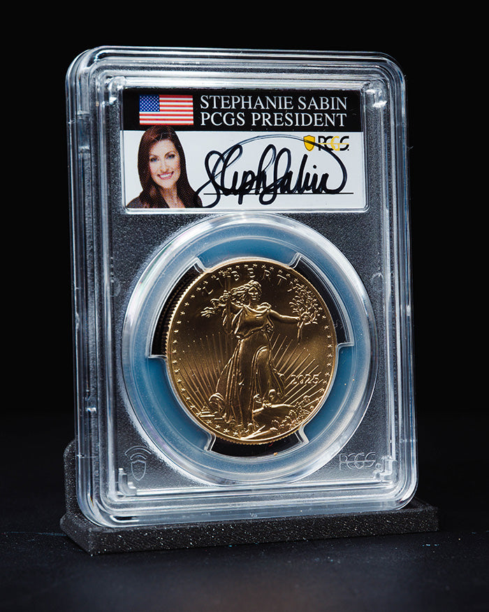 2025 1 oz Gold Eagle | First Day of Issue PCGS MS70 | Stephanie Sabin Autographed