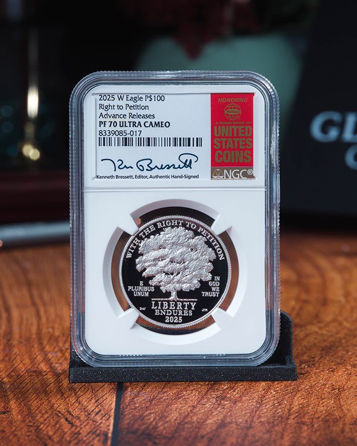 2025 W $100 Right to Petition Platinum Eagle | Advanced Release NGC PF70 Ultra Cameo | Kenneth Bressett Autographed