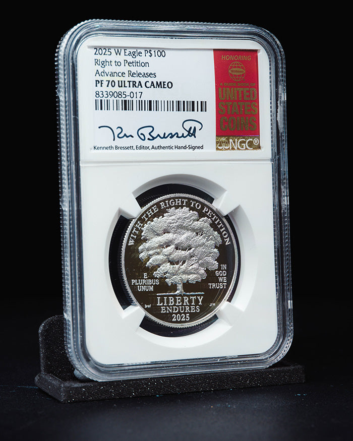 2025 W $100 Right to Petition Platinum Eagle | Advanced Release NGC PF70 Ultra Cameo | Kenneth Bressett Autographed
