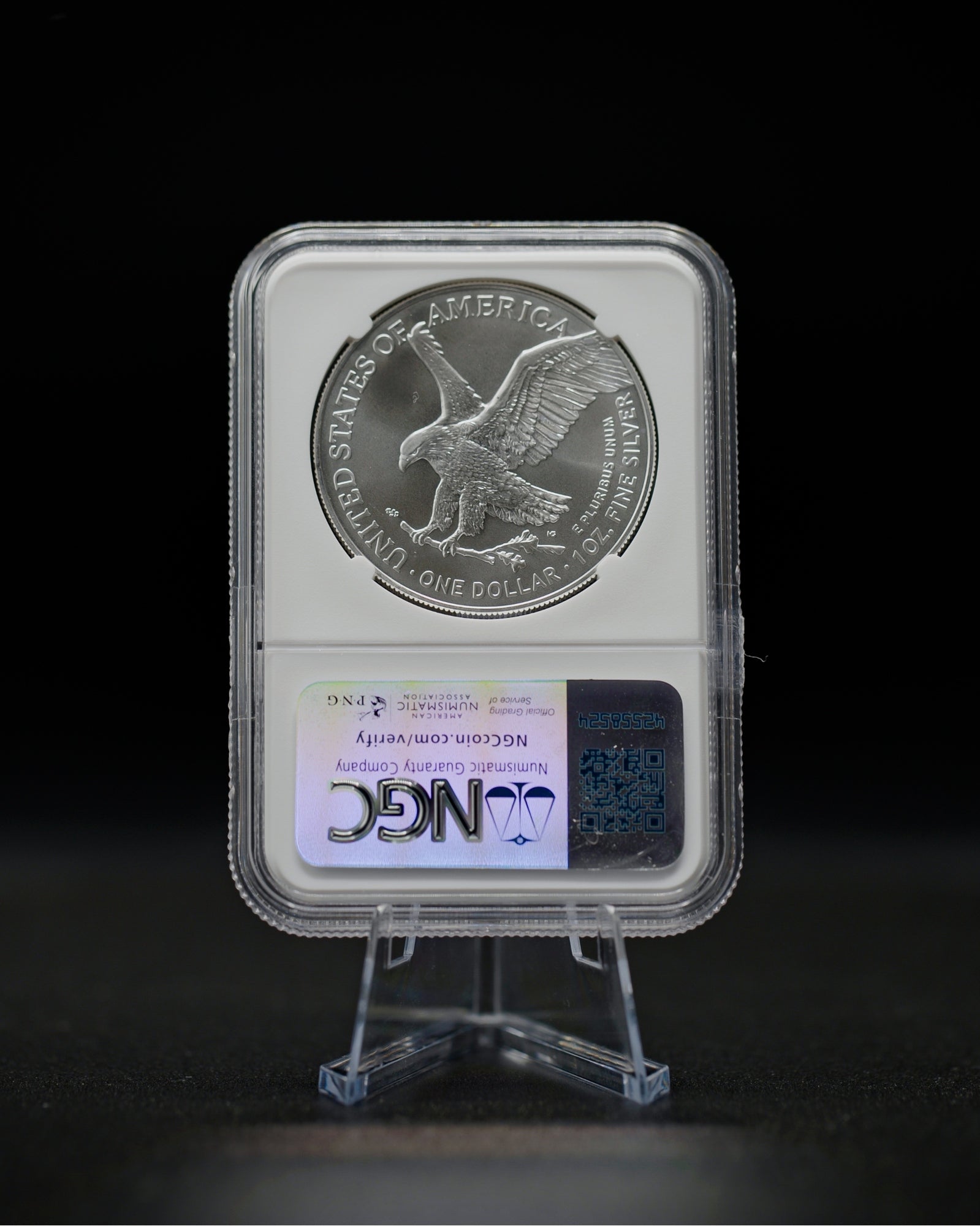 2025 (P) Silver Eagle with Eagle Privy Mark | First Day of Issue MS70 | Kenneth Bressett Autographed