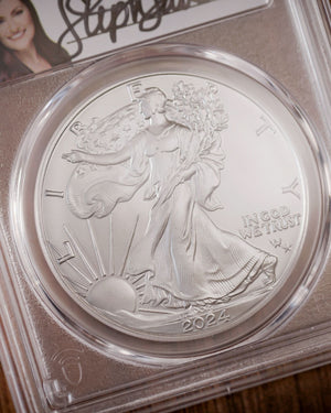 2024 P Silver Eagle Star Privy | 1 of First 50,000 MS70 | Stephanie Sabin Autographed