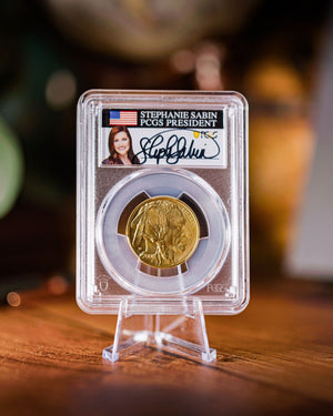 2008 W $25 Burnished Gold Buffalo | PCGS SP70 | Stephanie Sabin Autographed