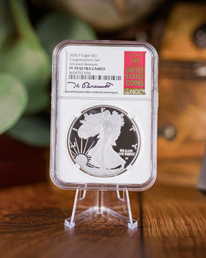 2026 “P” Silver Eagle “Congratulations Set” | NGC Advanced Releases PR70 Ultra Cameo | Kenneth Bressett Autographed