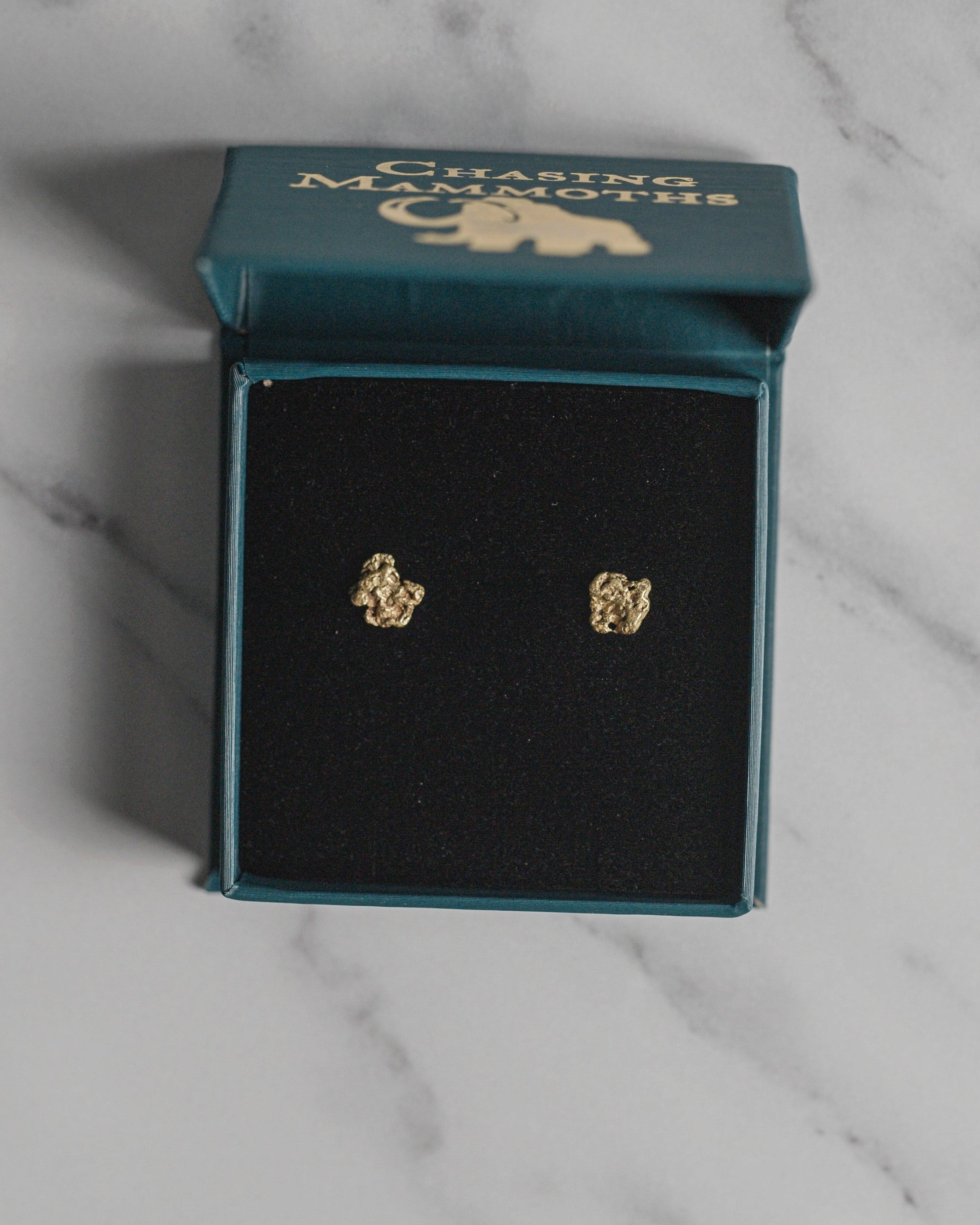 Chasing Mammoths/Schindler Handcrafted Raw Gold Nugget Earrings