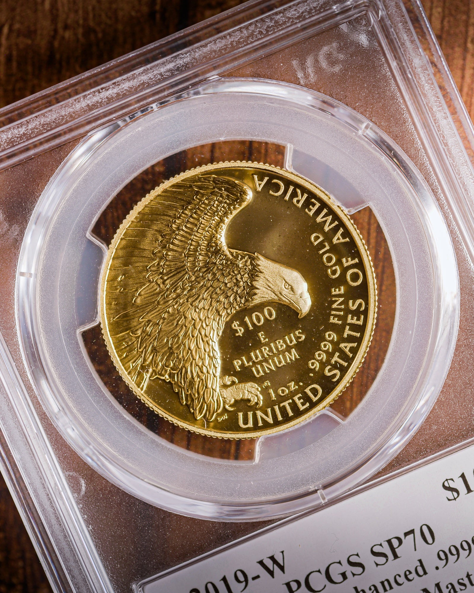 2019-W 1 oz Gold Eagle High Relief Enhanced .9999 Fine | PCGS SP70