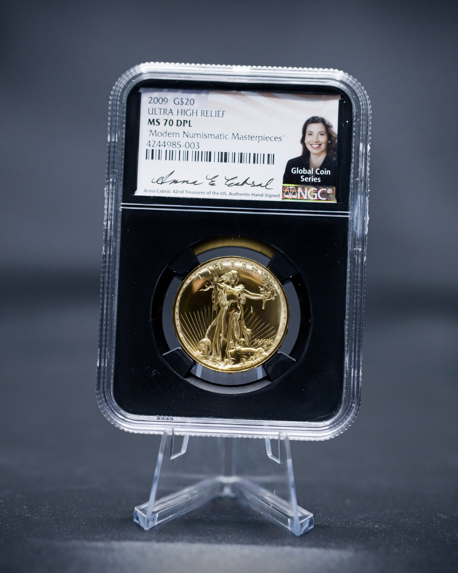 2009 Gold High Relief Deep Mirror Prooflike | NGC Modern Numismatic Masterpieces | Anna Cabral Autographed
