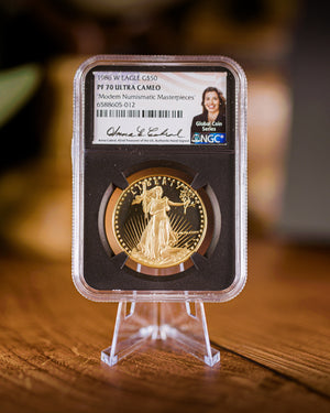 1986 $50 Proof Gold Eagle | NGC "Modern Numismatic Masterpieces" PF70 | Anna Cabral Autographed