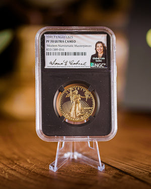 1991 $25 Proof Gold Eagle | NGC "Modern Numismatic Masterpieces" PF70 | Anna Cabral Autographed