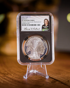 2001 $1 Silver Buffalo | NGC "Modern Numismatic Masterpieces" PF70 | Anna Cabral Autographed