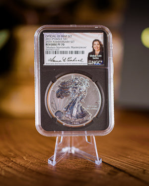 2011 $1 Reverse Proof Silver Eagle | NGC "Modern Numismatic Masterpieces" PF70 | Anna Cabral Autographed
