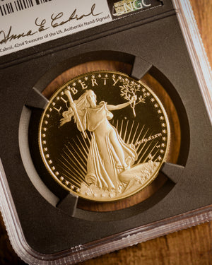 1986 $50 Proof Gold Eagle | NGC "Modern Numismatic Masterpieces" PF70 | Anna Cabral Autographed